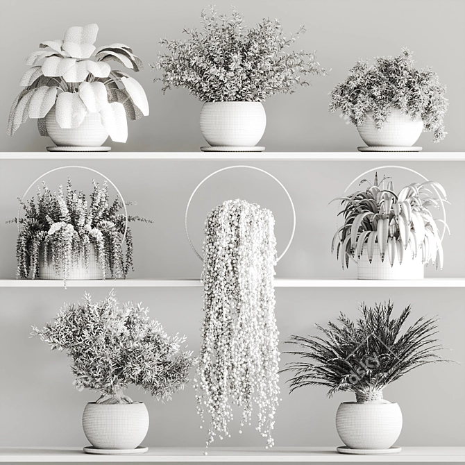 Versatile Hanging Indoor Plant Set 3D model image 7