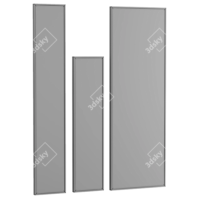 Elegant Black Narrow Mirror 3D model image 2