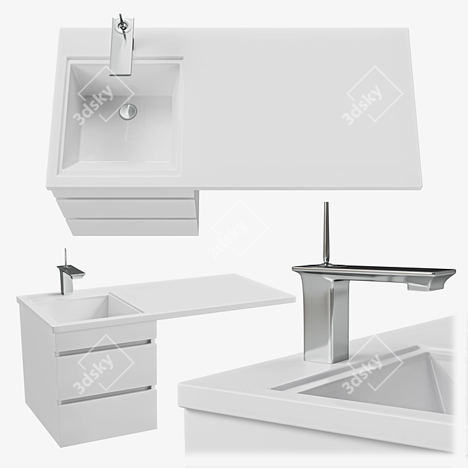 SANTA 100 Washbasin Over Washing Machine 3D model image 3