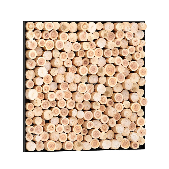 Rustic Wood Slice Panel 3D model image 1