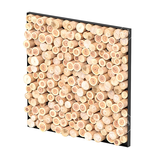 Rustic Wood Slice Panel 3D model image 3