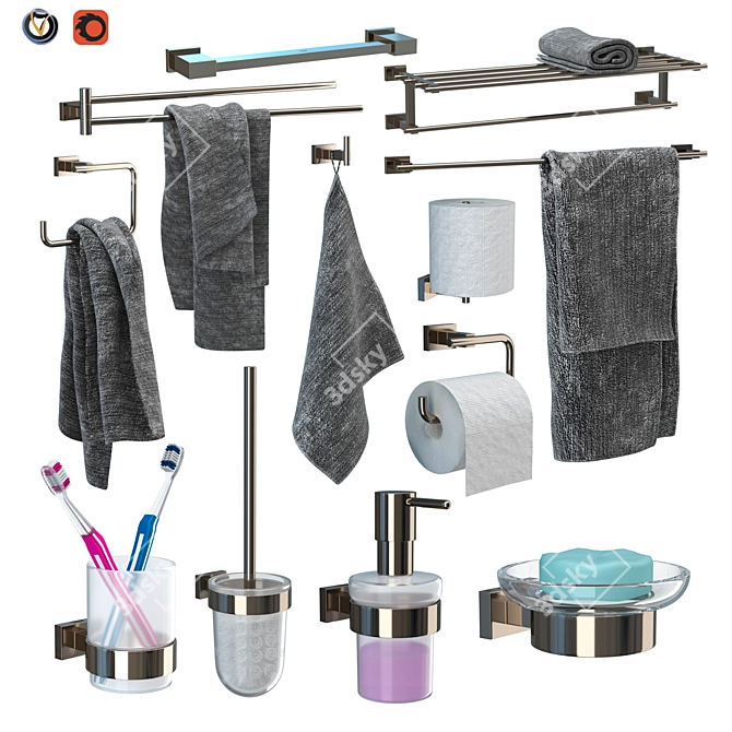 GROHE Essentials Cube Accessory Set 3D model image 1