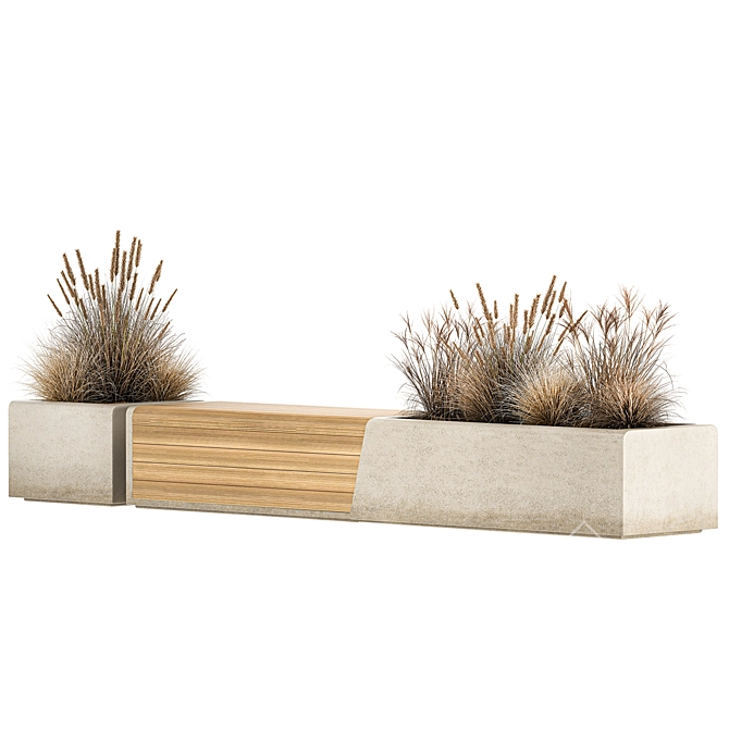 Urban Concrete Bench with Reeds 3D model image 4