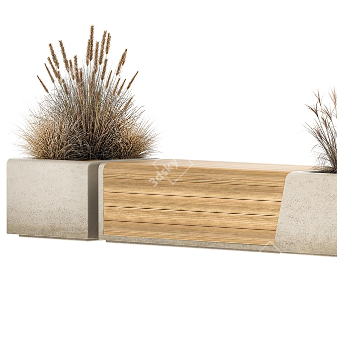 Urban Concrete Bench with Reeds 3D model image 6