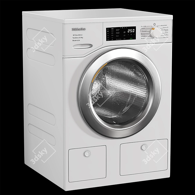 Miele White Washer Dryer Set 3D model image 2