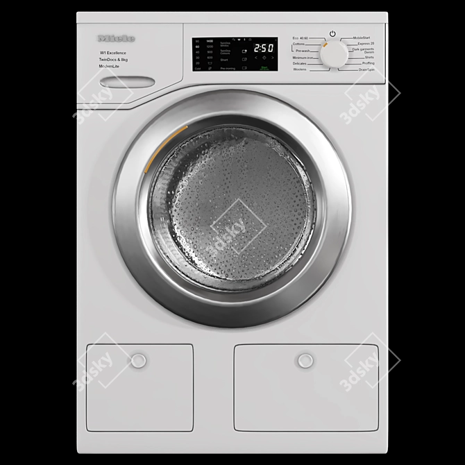 Miele White Washer Dryer Set 3D model image 4