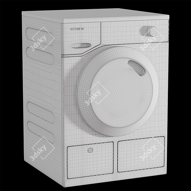 Miele White Washer Dryer Set 3D model image 7