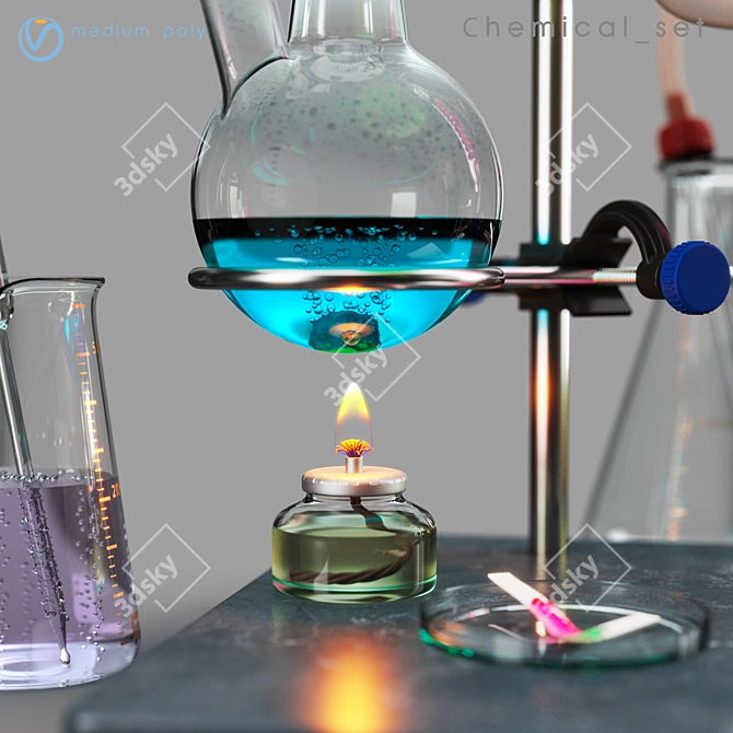 Chemistry Lab Glassware Set 3D model image 4