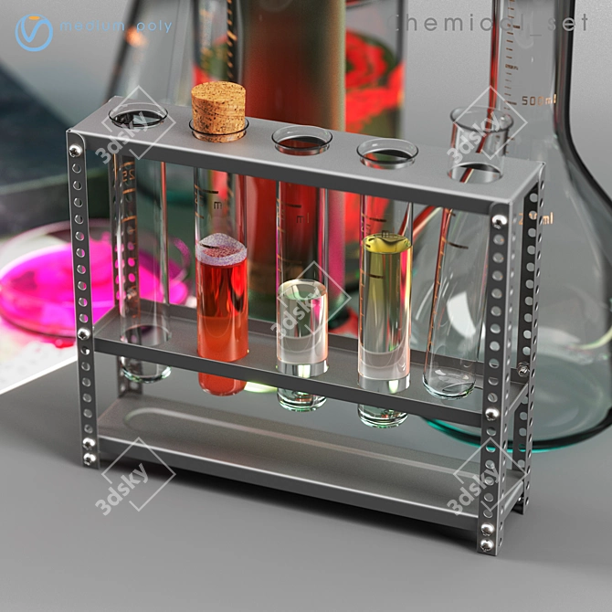 Chemistry Lab Glassware Set 3D model image 5