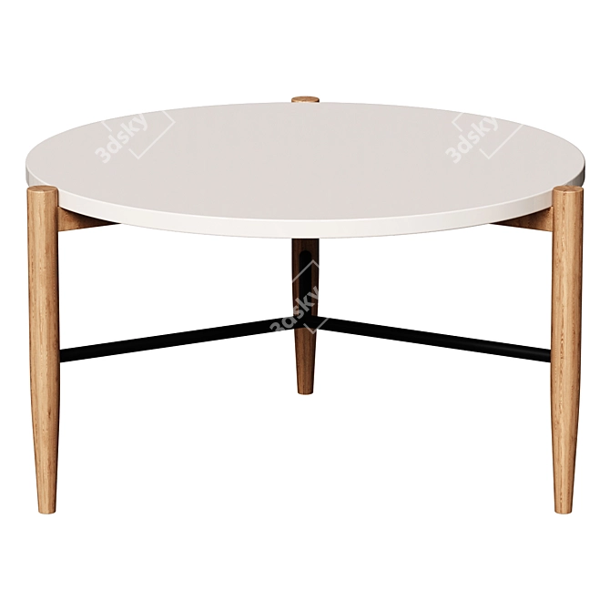 Modern Round White Wood Coffee Table 3D model image 1