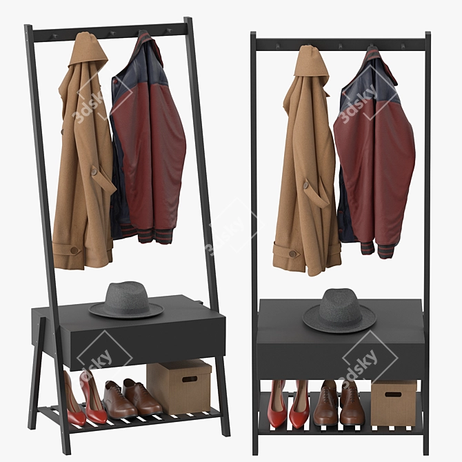 Modern Coat Rack Model Kit 3D model image 2