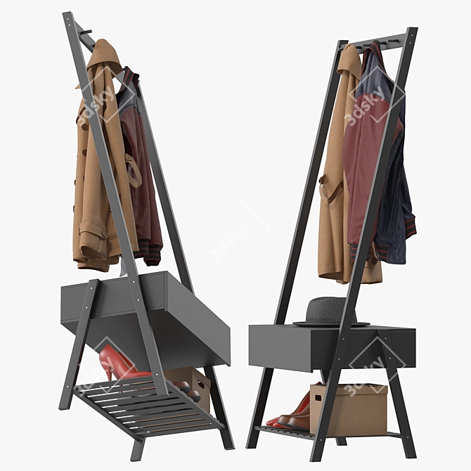 Modern Coat Rack Model Kit 3D model image 3