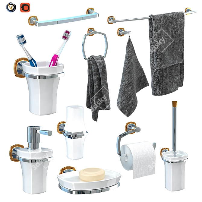 GROHE Grandera Accessory Set (10 pcs) 3D model image 1