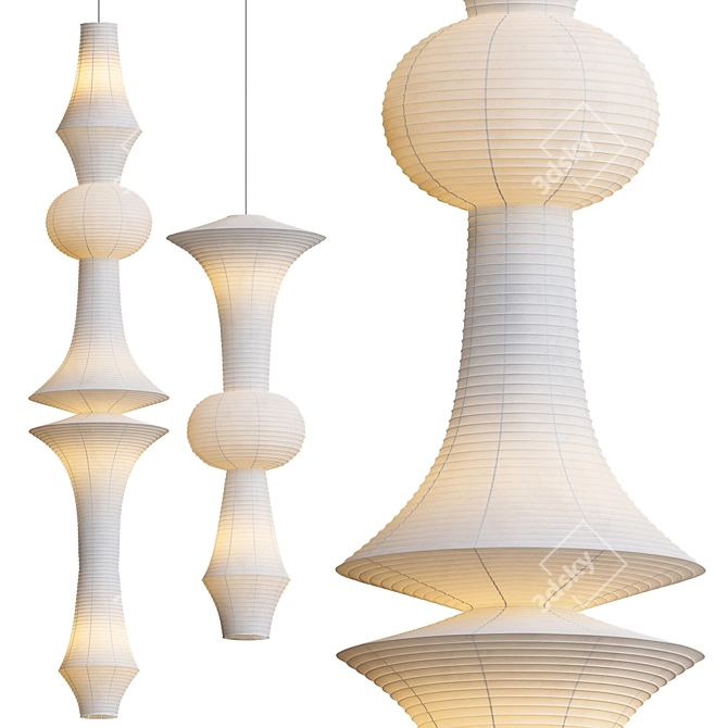 Modern Akari E,H Pendant Lights 3D model image 1