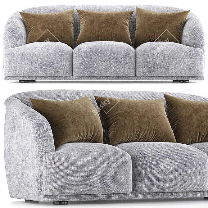 Modern Large Three-Seat Sofa 3D model image 2