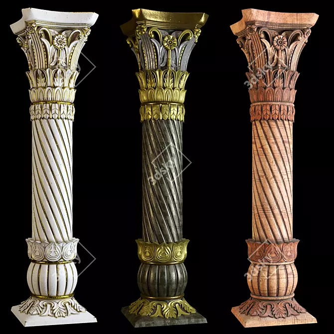 Ornate East Column Facades Kit 3D model image 11