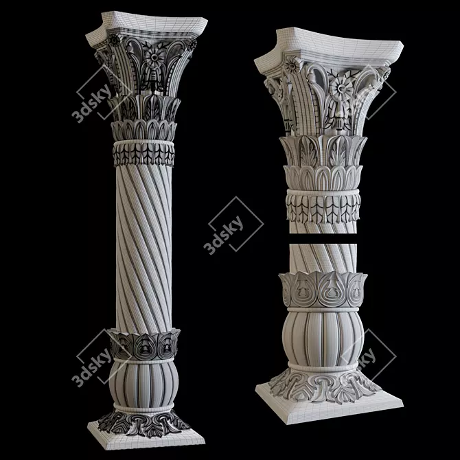 Ornate East Column Facades Kit 3D model image 1