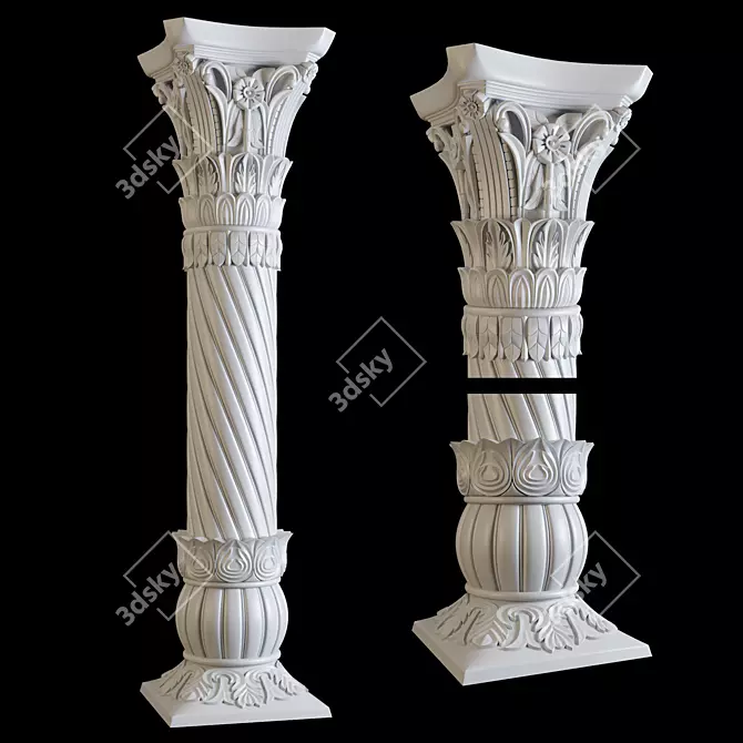 Ornate East Column Facades Kit 3D model image 6