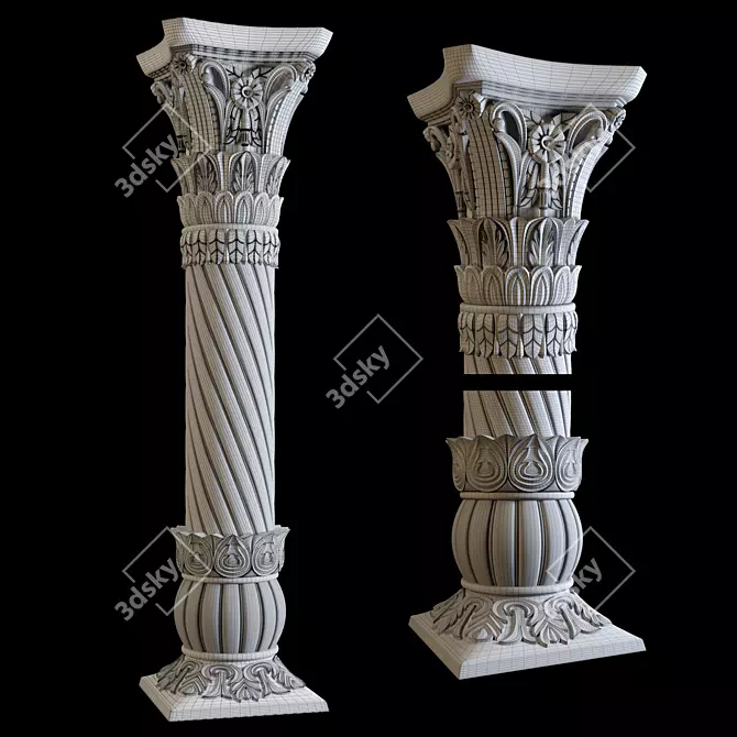 Ornate East Column Facades Kit 3D model image 8