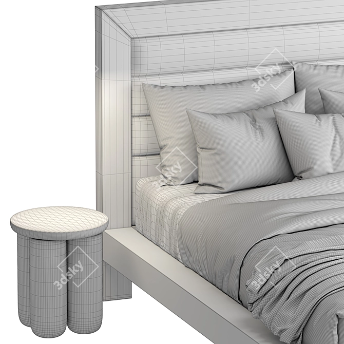 Sleek Carlin Platform Bed 3D model image 7