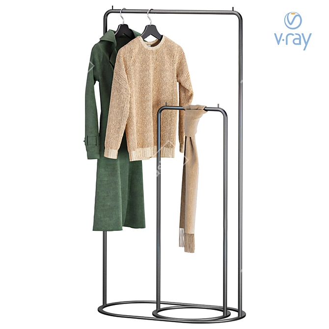 O&O Clothes Rack: Black, Modern 3D model image 1