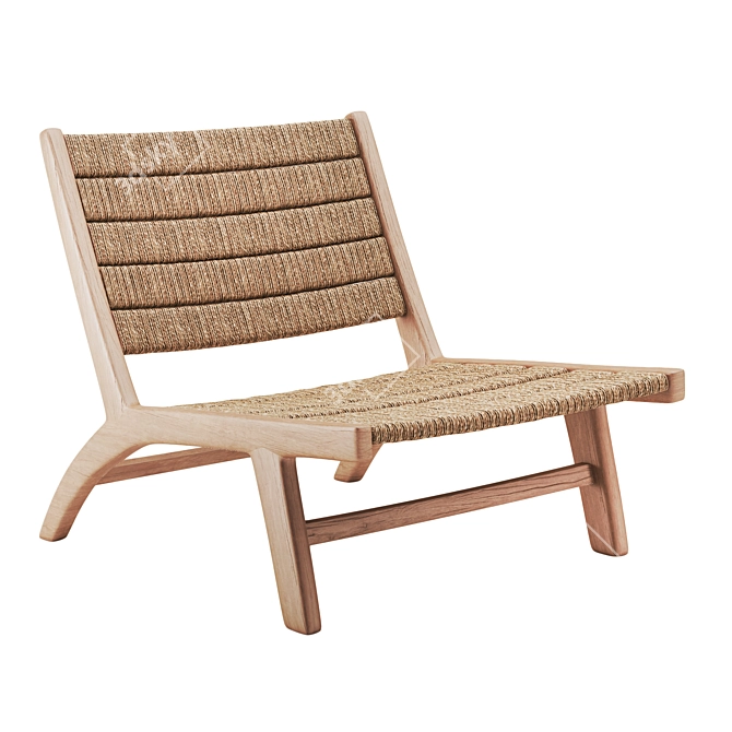 Teak & Abaca Lounge Chair 3D model image 2