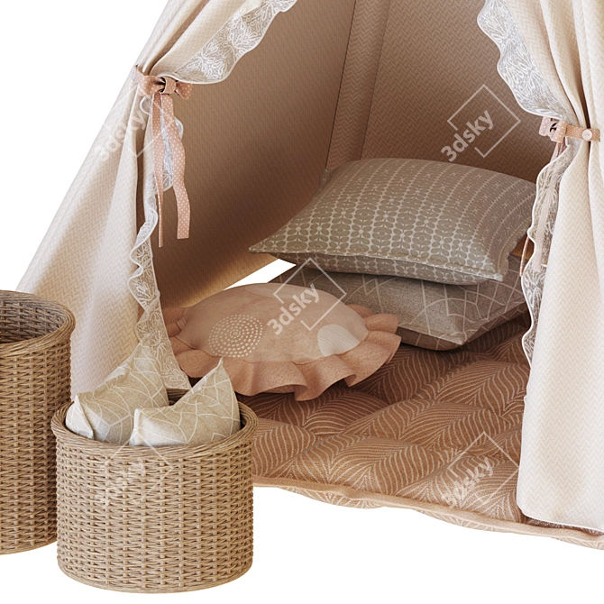 Kid's Teepee Room Decor Kit 3D model image 3