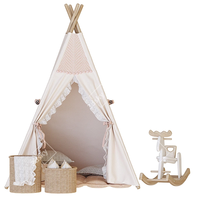 Kid's Teepee Room Decor Kit 3D model image 4