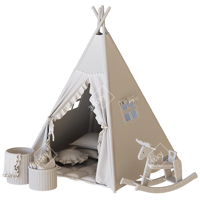 Kid's Teepee Room Decor Kit 3D model image 6