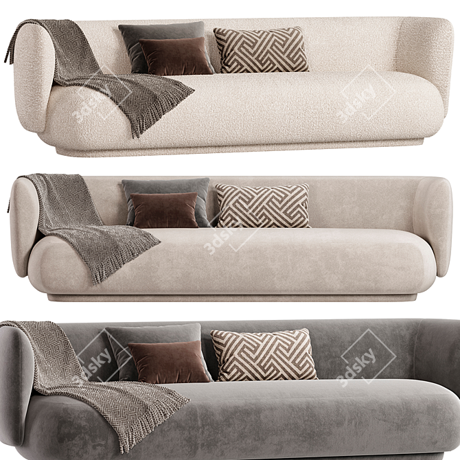 Contemporary RICO 4-Seat Sofa 3D model image 1