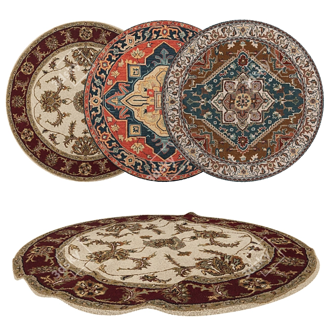 Round Rug Set with Variants 3D model image 1