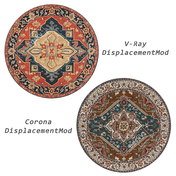 Round Rug Set with Variants 3D model image 3