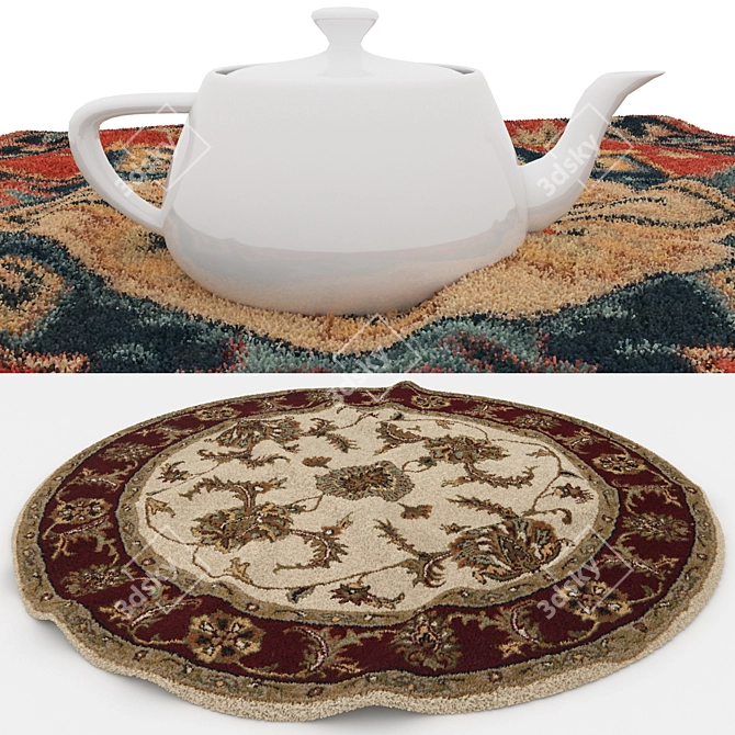 Round Rug Set with Variants 3D model image 4