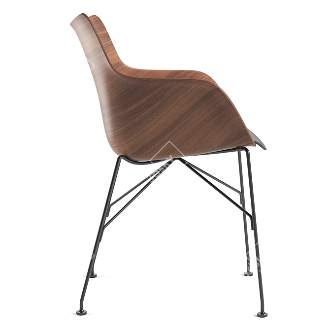 Modern Kartell Q/Wood Chair 3D model image 2