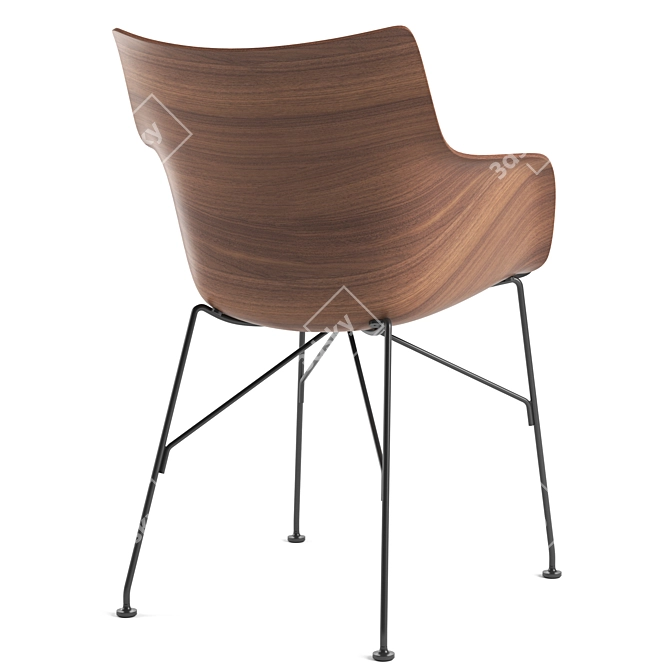 Modern Kartell Q/Wood Chair 3D model image 3