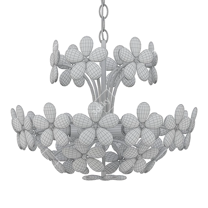 Elegant Crystal Flower Chandelier 3D model image 2