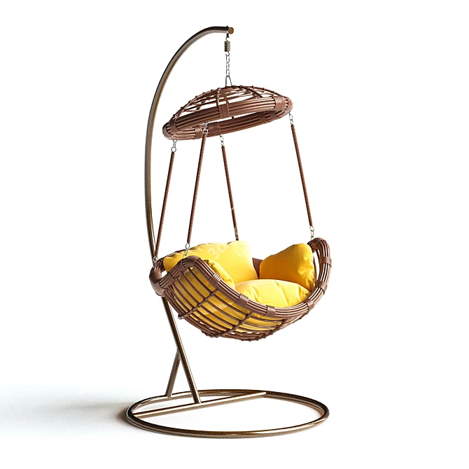 Multifunctional Rattan Swing Chair 3D model image 2