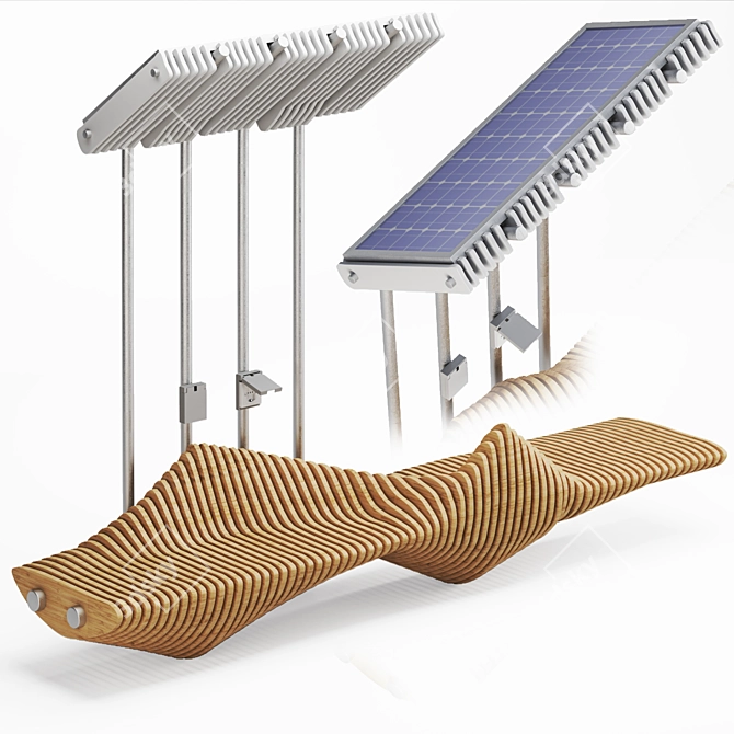 Modern Solar Bench with Canopy 3D model image 1