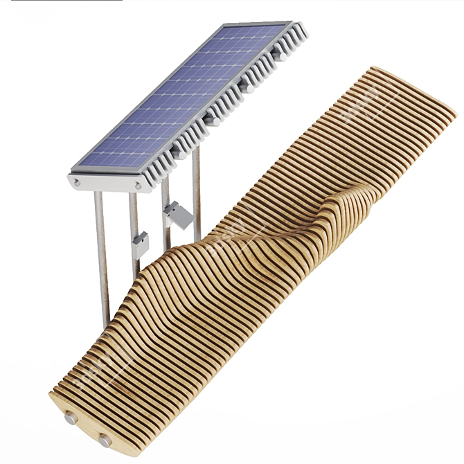 Modern Solar Bench with Canopy 3D model image 3