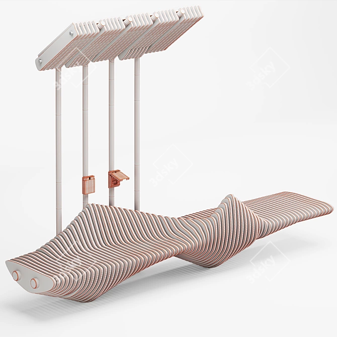 Modern Solar Bench with Canopy 3D model image 4