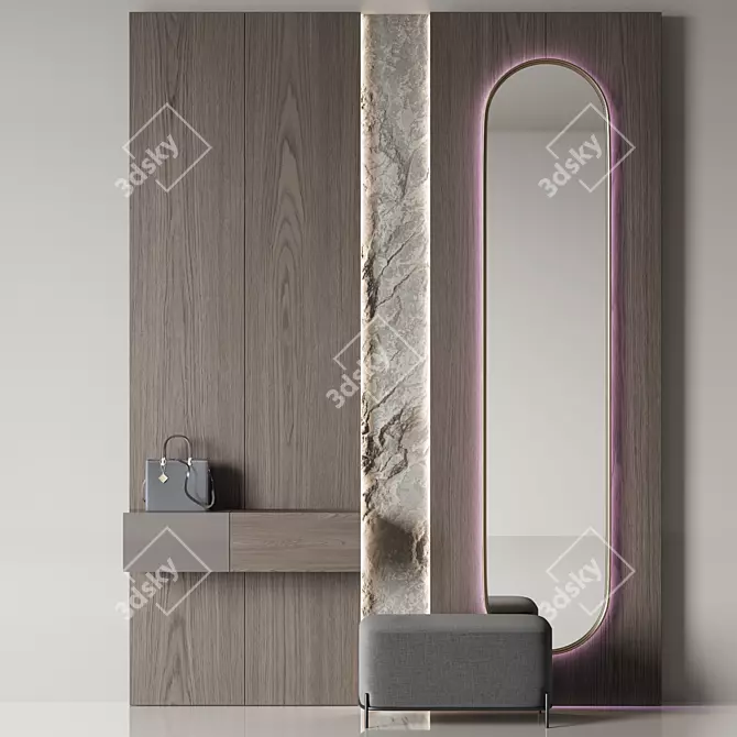 Stone Relief Hallway Console 3D model image 3