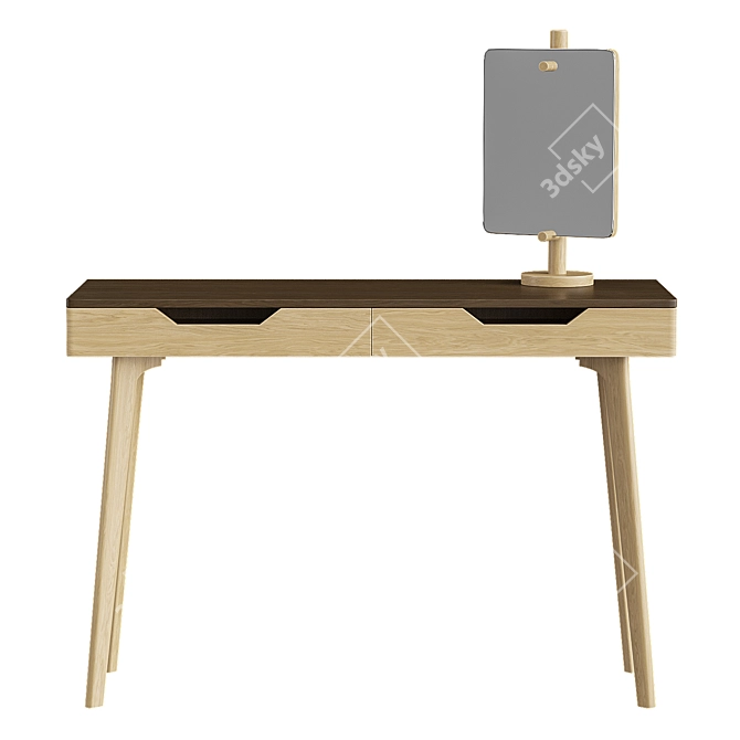 Elva Vanity Table Oak Cream 3D model image 2