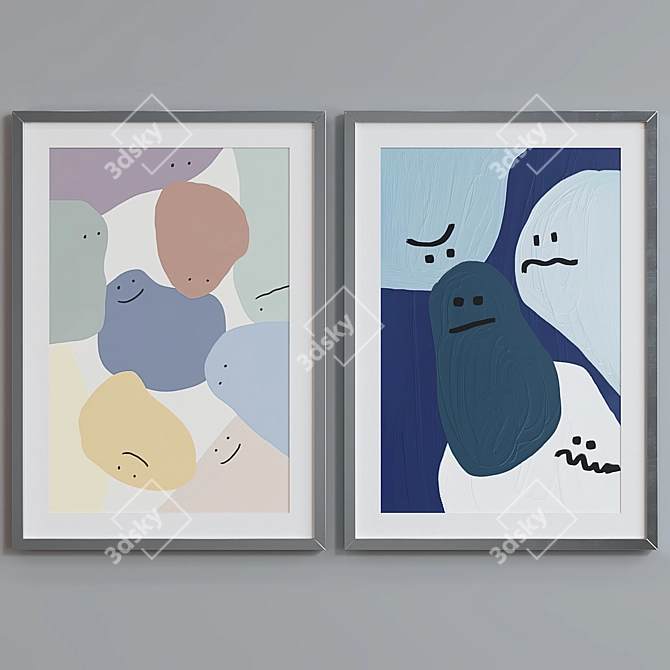 Abstract Modern Picture Frame Set 3D model image 3