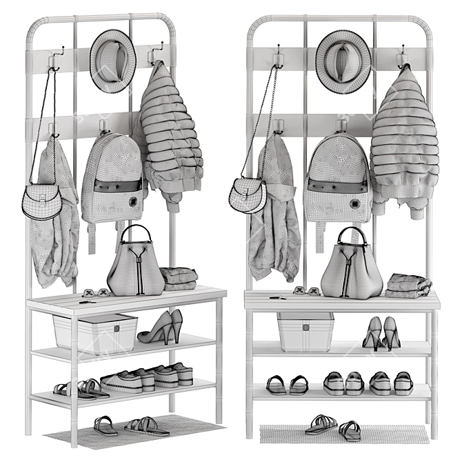 IKEA PINNIG Coat Rack Organizer 3D model image 2