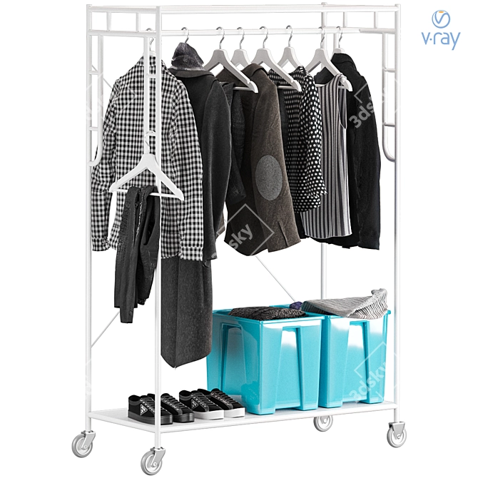 "SAMMANKOPPLA Floor Clothes Rack 3D model image 1