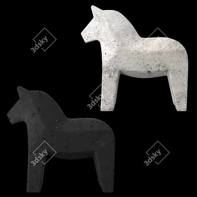 Dala Horse Concrete Statuettes Set 3D model image 2