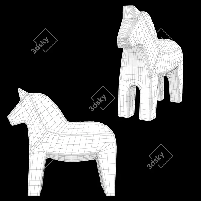 Dala Horse Concrete Statuettes Set 3D model image 3