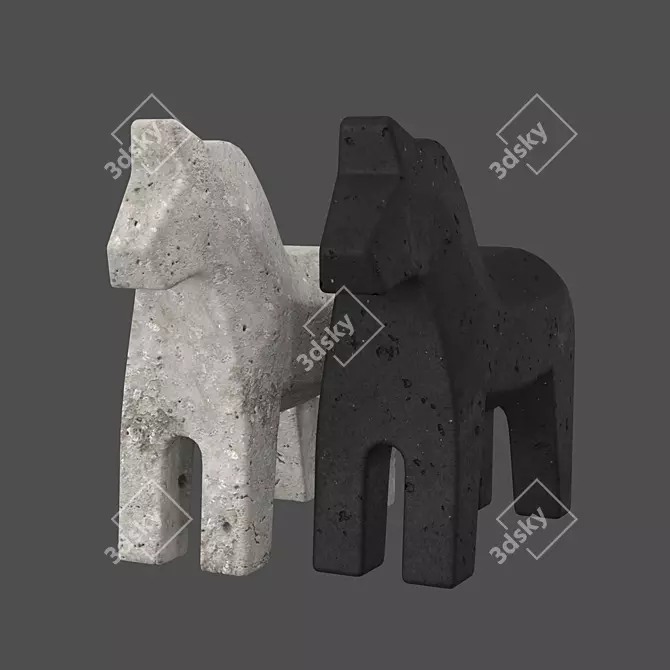 Dala Horse Concrete Statuettes Set 3D model image 4