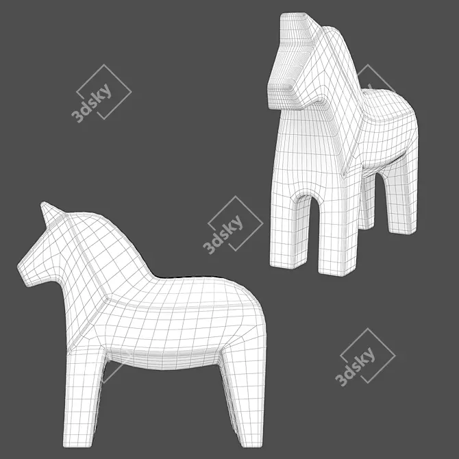 Dala Horse Concrete Statuettes Set 3D model image 6