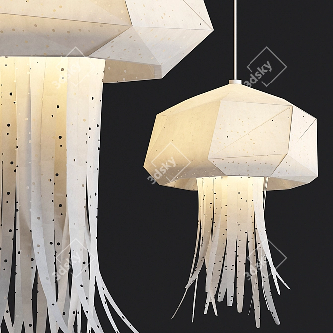 Elegant Origami Medusa Pendant Light 3D model image 1